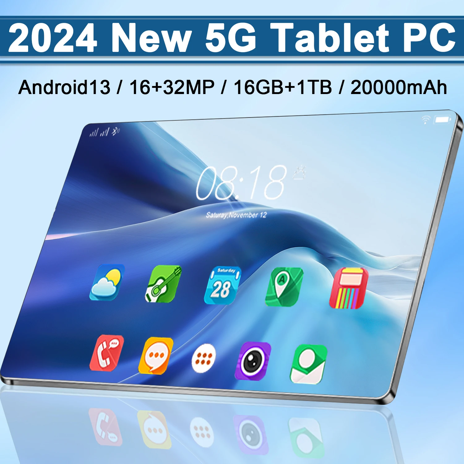 2024 Original Global Version Tablet 11.6 inch HD 4K Android 13 16GB+1T 12000mAh 5G Dual SIM Phone Call WiFi GPS Tablet