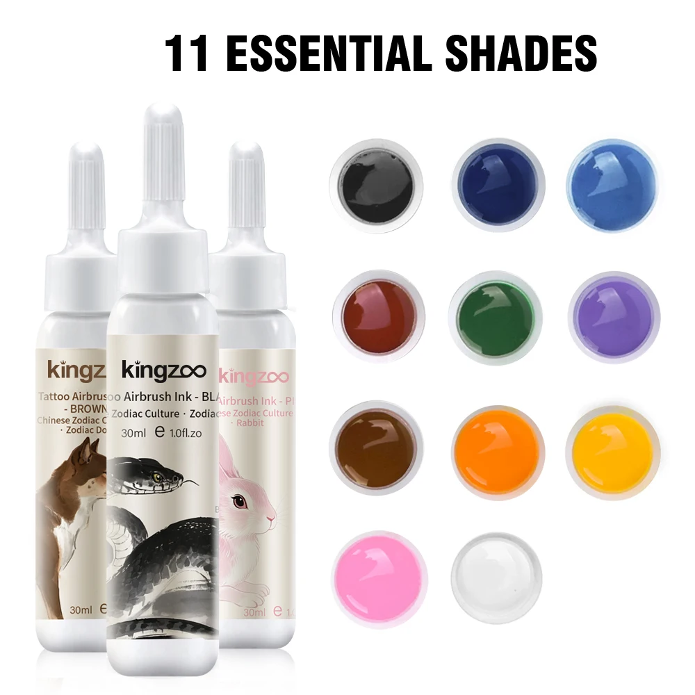 3 PCS Airbrush Tattoo Inks for Festival & Halloween Organic Hypoallergenic Temporary Body Art Paint Long-lasting 30ML