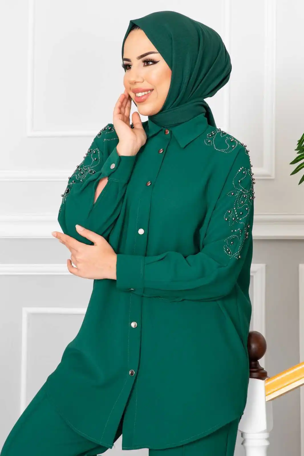 Ensemble Hijab à Manches sulfpour Femme Musulmane, Abaya, Kaftan, Dubaï, Türkiye, Robe Islamique Africaine, Deux Pièces ensembles musulmans abaya