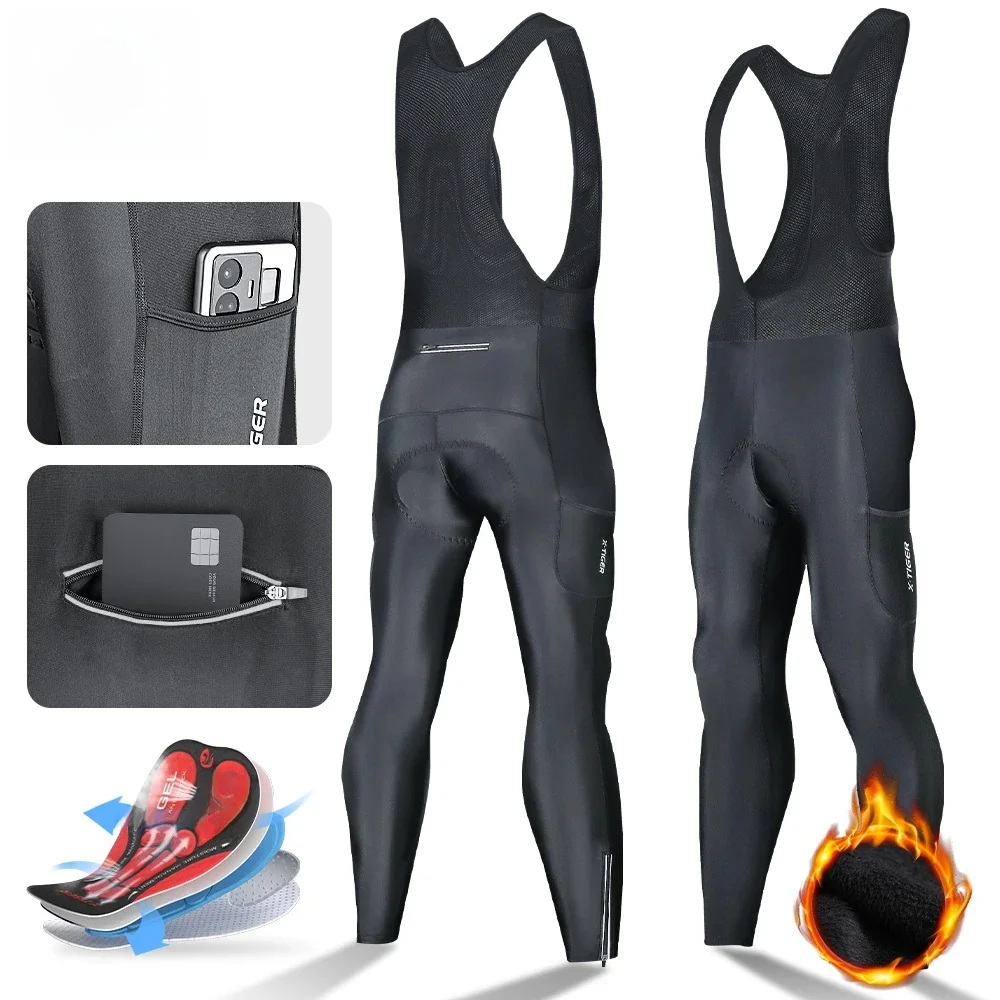 AliExpress X-TIGER Winter Men's Cycling Bib Pants Cold Resistant Keep Warm Wool Breathable 5D Gel Pad TMB Mountain Road Cycling Pants