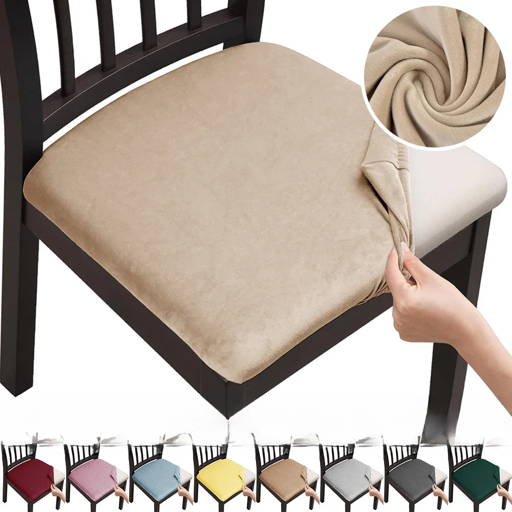 Housses de siège de chaise en velours Super doux, couleurs unies, housses de siège de salle à manger élastiques, protection de meubles amovible en Spandex pour Restaurant