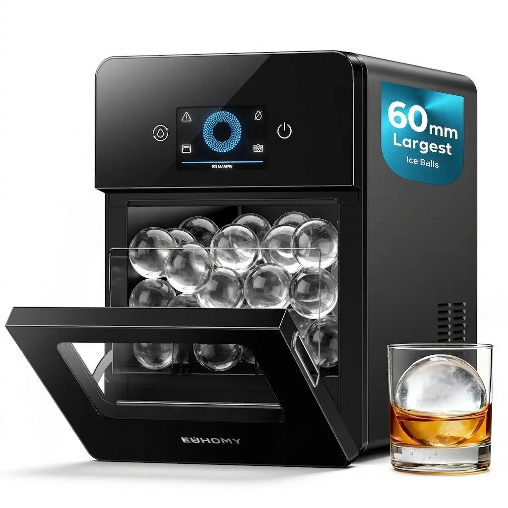 Bolvormige ijsmachine, grote ijsbalmachine - 108 stuks per dag, zelfreinigende, kristalheldere ijsbalmachine - ronde ijsblokjesmachine voor whisky en bourbon.