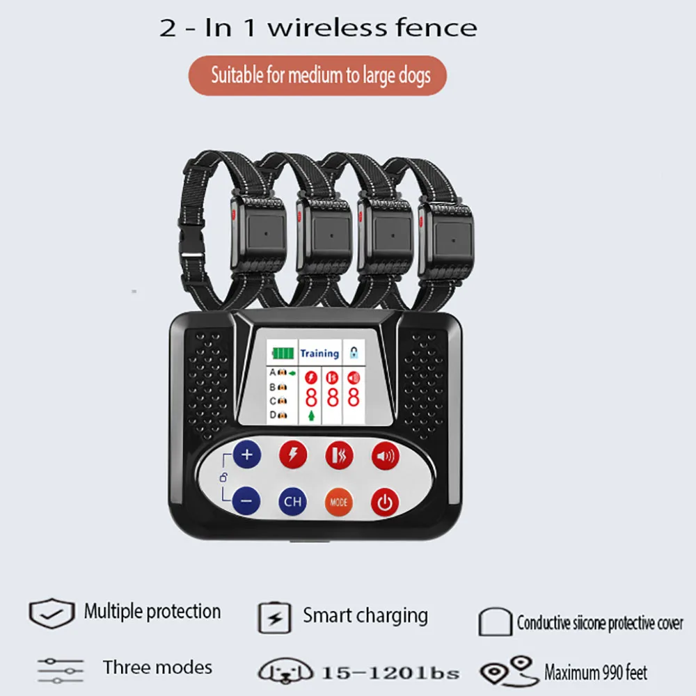 80 PCs Wireless Electronic Fence Smart Dog Training Device Anti-Lost And Anti- Barking Electric Shock Collar Color Screen Two-In