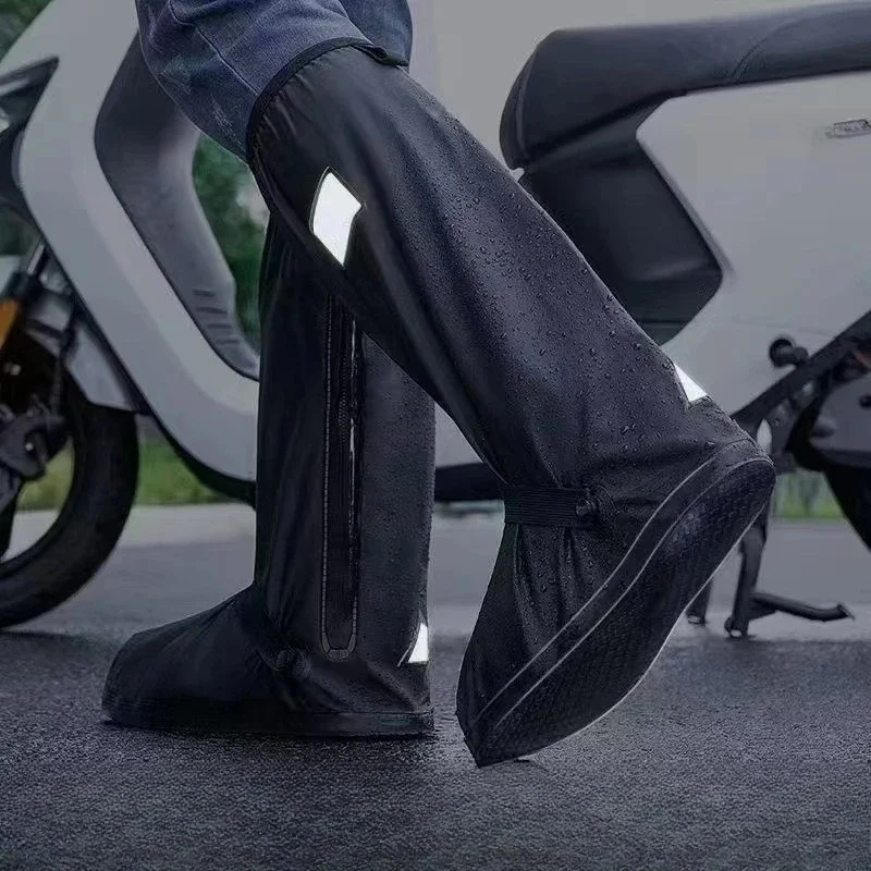 AliExpress Rain Boot Shoe Cover Black Waterproof with Reflector High Top Clear Shoes Dust Covers for Motorcycle Bike Rain Cover Men Women