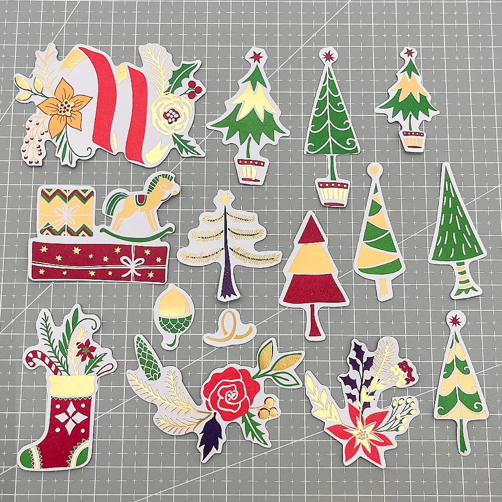 Creative Path Goldfolien-Weihnachts-Journaling-Stanzformen, Weihnachtsbaum-Scrapbooking-Stanzformen, Ephemera-Verzierungen für Bastelarbeiten – Detail 4