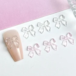 50Pcs Jelly Ribbon Bows Nail Art Charm 3D Resin Colorful Transparent Bowknot Nail Decoration Summer DIY Korea Nail Accessories