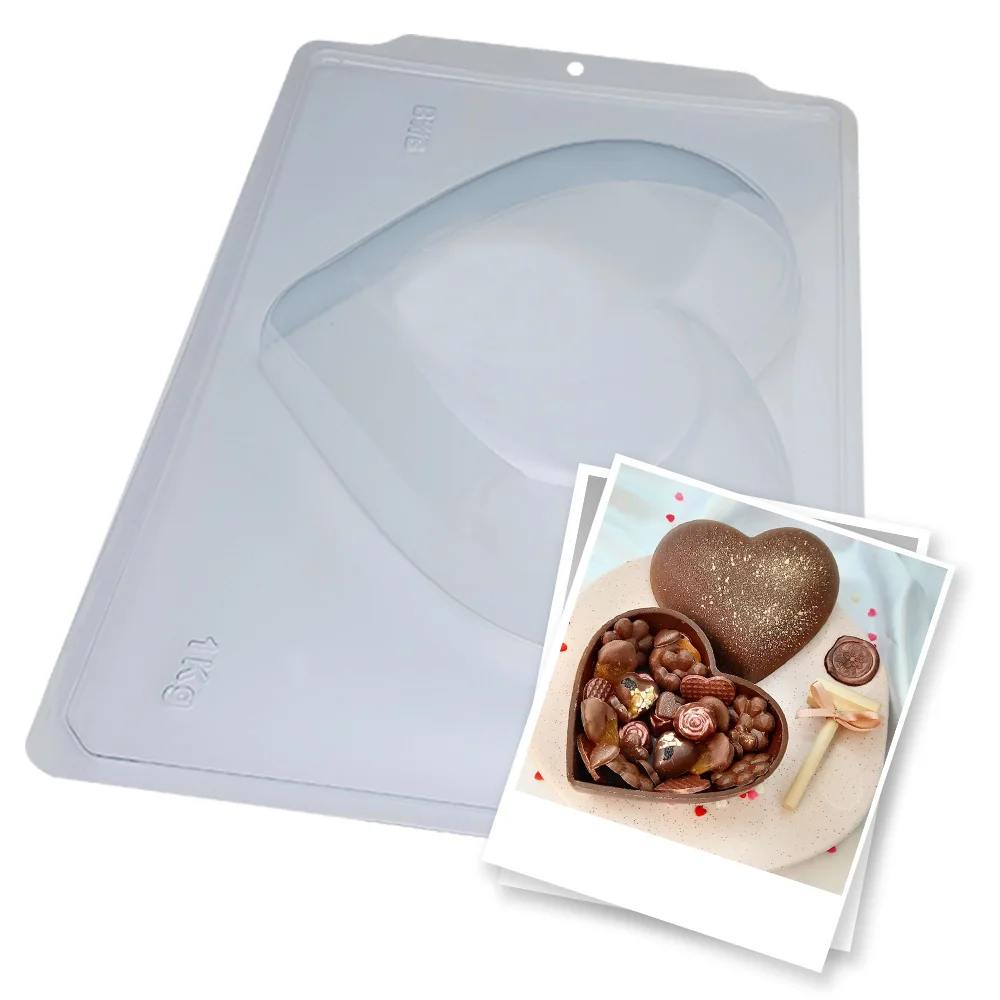 BWB SP 47 semi-professional mold 3 parts heart 1kg shell 315g for hot chocolate 1 hole 0.315-1kg plastic three-dimensional PET accessories and pastry utensils