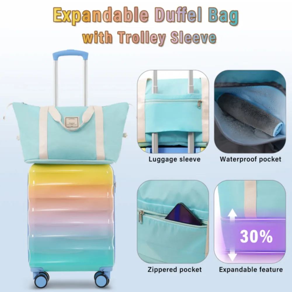 

20" Carry-on Luggage with Cup Holder – Lightweight Glossy Hardshell Suitcases with Spinner Wheels TSA Lock Airline 2 Piece Set