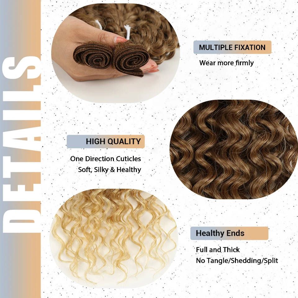 Sintético Afro Kinky Curly Extensão Do Cabelo para As Mulheres, Onda Profunda, Trança Loira, Weave Bundle, Fibra De Alta Temperatura, 2Pcs, 26"