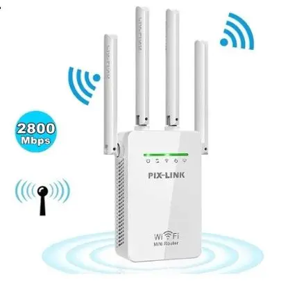 Repetidor e Roteador Wifi 4 Antenas Amplificador De Sinal 2800M Pix-link