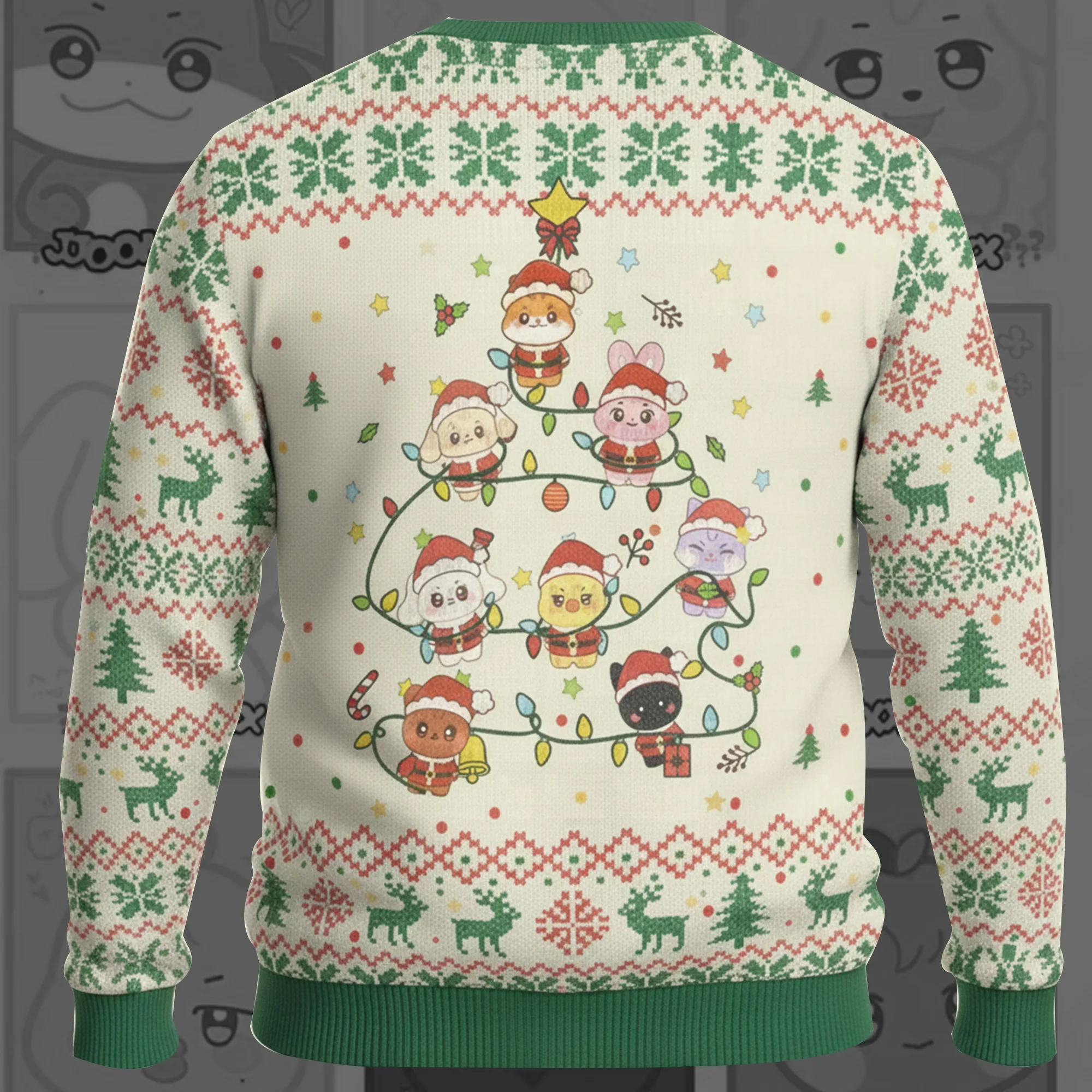 2026 ATEEZ Christmas Ugly Sweater 3D Printed Knit Effect Sweatshirt Cute Cartoon Holiday Pullover Top Adults & Kids Unisex Gift 3