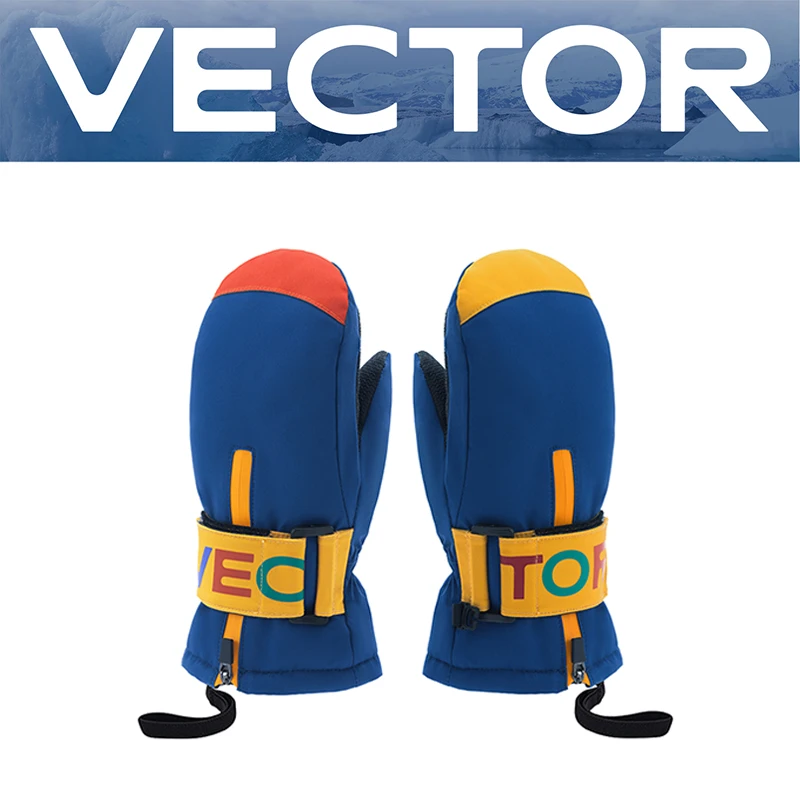 VECTOR -20 graden vinger strakke skihandschoenen voor kinderen, jongens en meisjes, vochtbestendige en warme P-katoenen handschoenen PU-palm