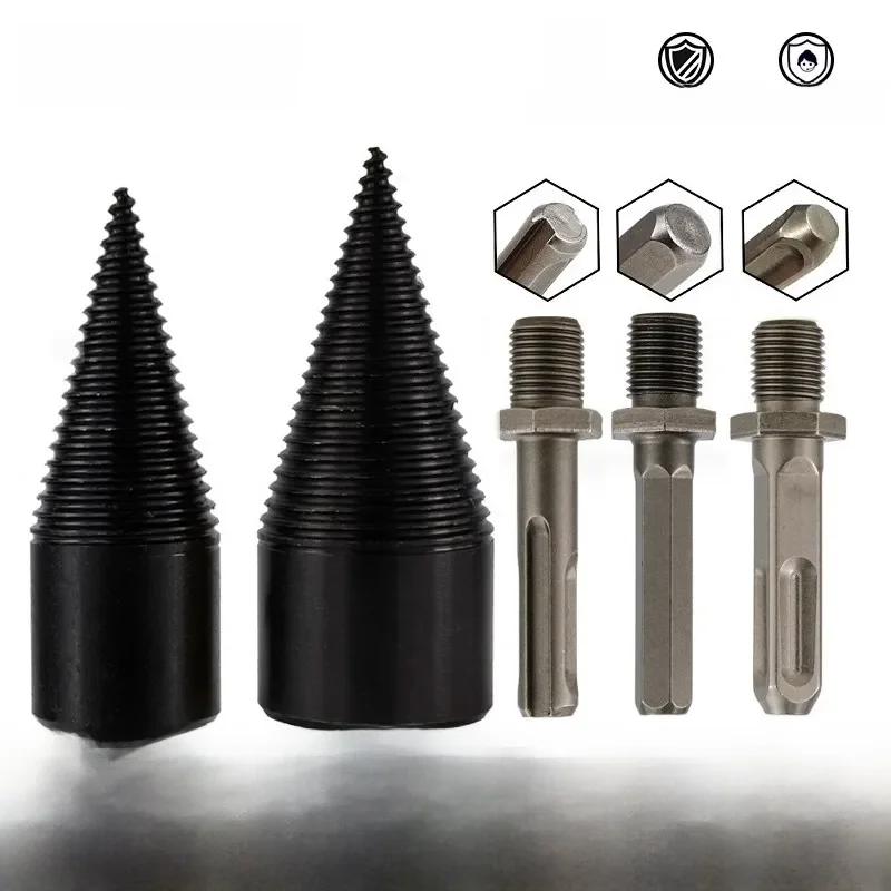 XCAN 1pc 32mm/42mm HSS drewno opałowe Splitter wiertła okrągłe/Hex/trzonek trójkątny drewna podział wiertło stożkowe Bit narzędzia do obróbki drewna — zdjęcie 2