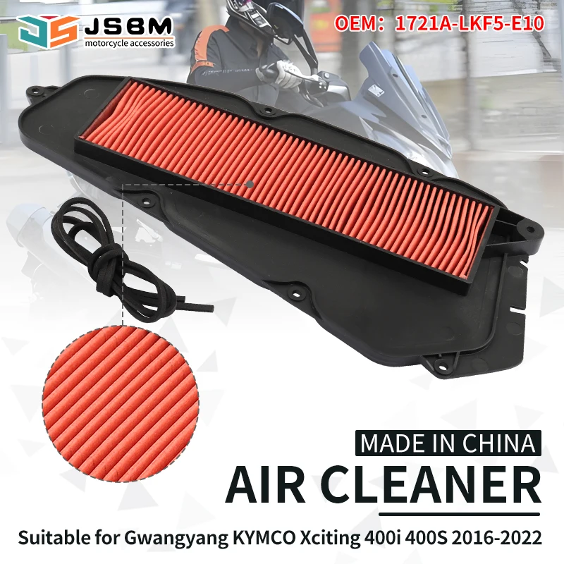 

JSBM Air Filter For KYMCO Xciting 400i S ABS 400S 2016 2017 2018 2019 2020 2021 2022 1721A-LKF5-E10 Intake Cleaner Element