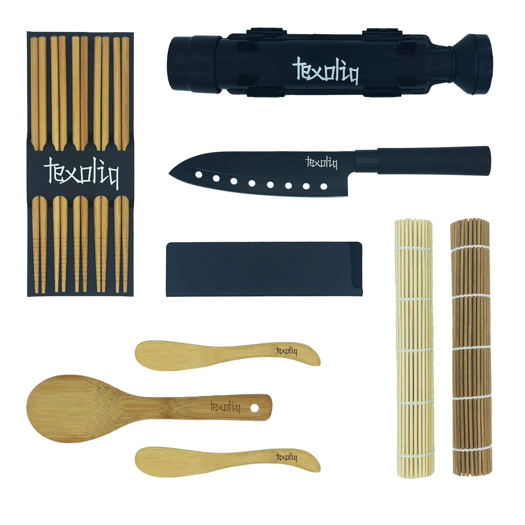 Kit Sushi Fai da Te Professionale Giapponese Completo Set Sushi Tubo Bazooka per Regalo Originale Stampo Cucinare Cibo Cinese da Mangiare Macchina Maker Roller Apparecchio Arrotola Avvolgi x Servizio
