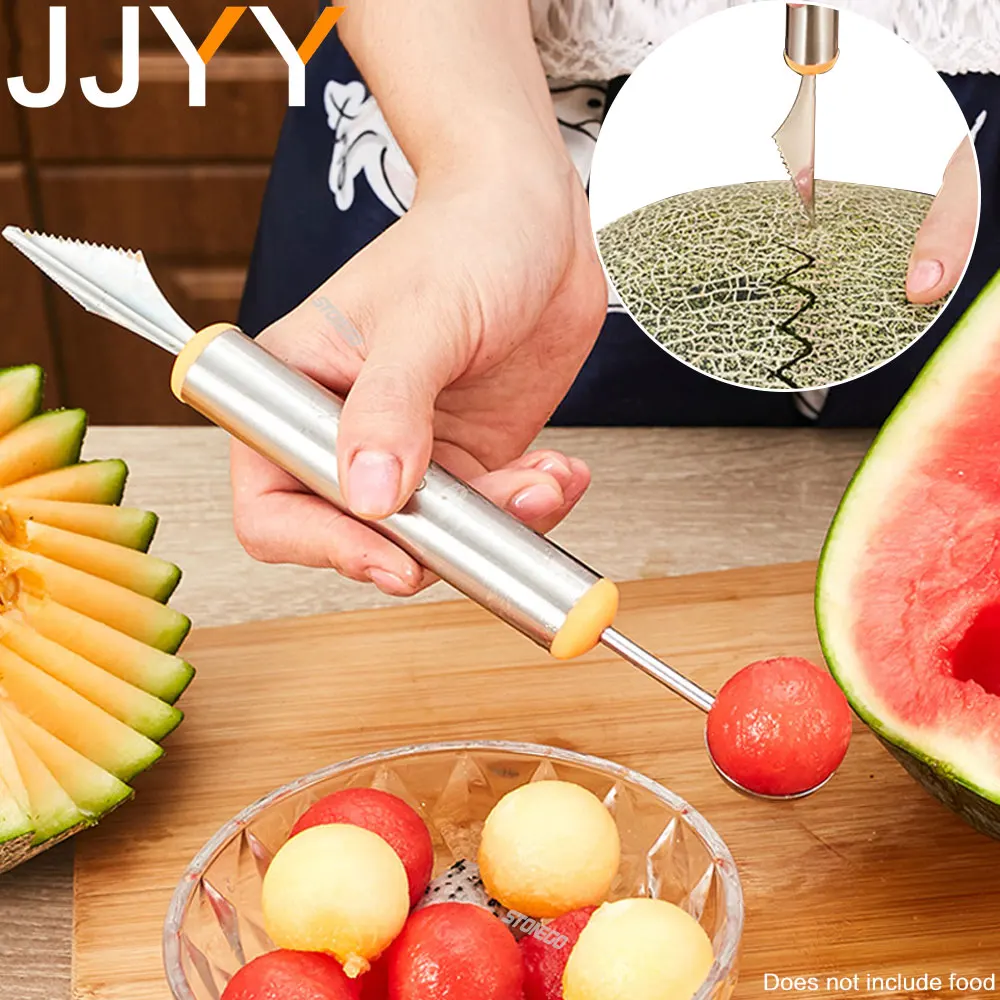 JJYY Watermelon Ice Cream Dig Ball Scoop Spoon Watermelon Melon Fruit Carving Knife Cutter Gadgets Diy Assorted Cold Dishes Tool