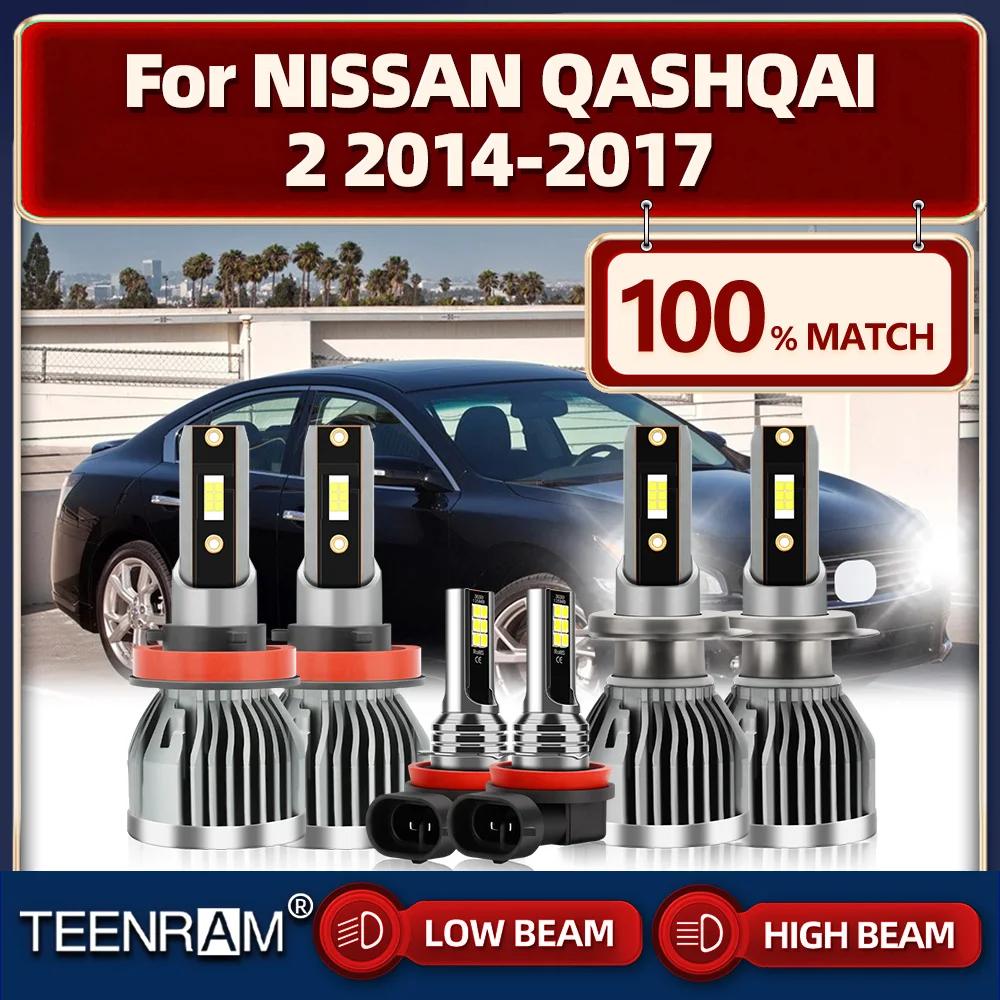 

60000LM Canbus No Error LED Headlight Bulbs 360W Car Lights 12V Turbo Fog Lamps For NISSAN QASHQAI 2 2014 2015 2016 2017