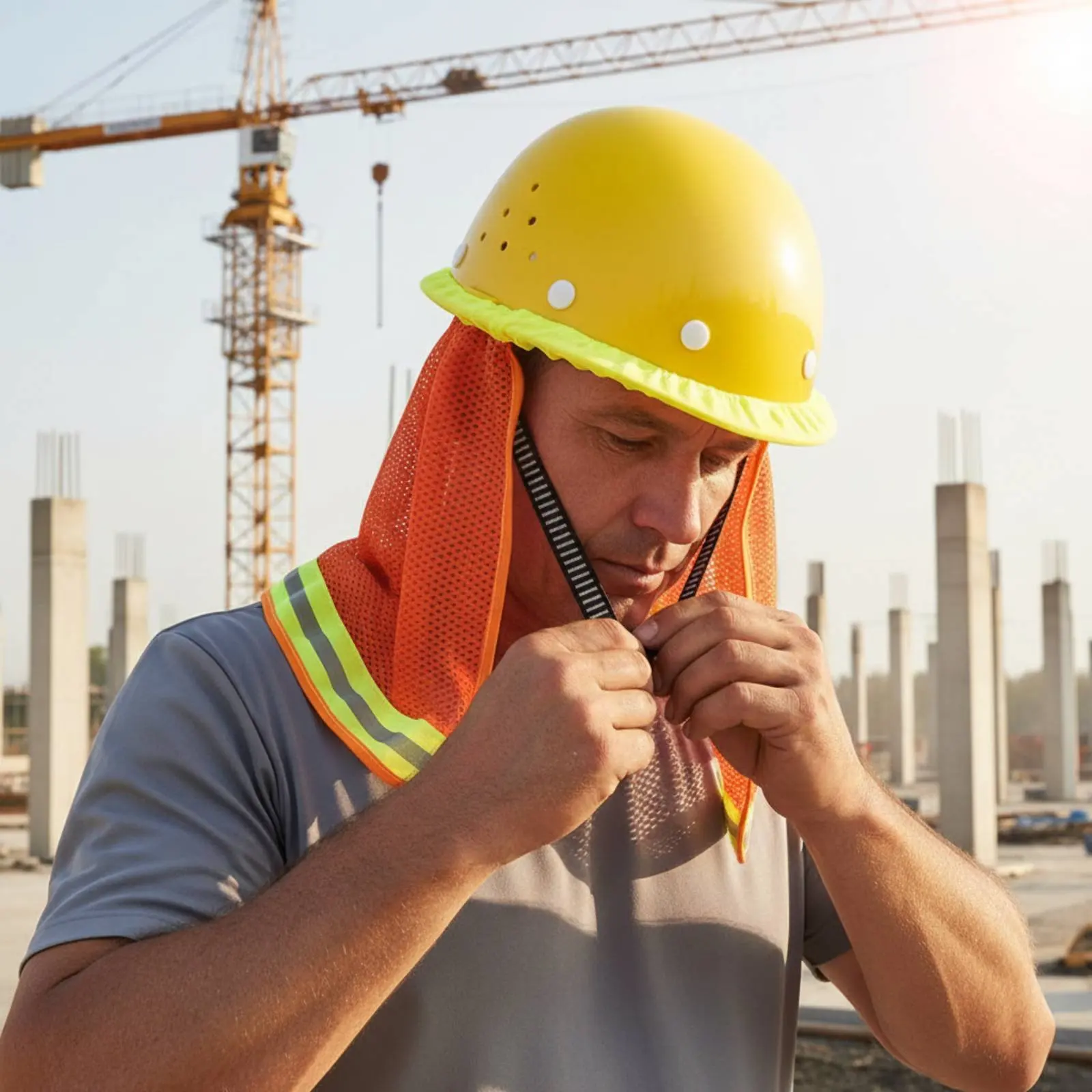 Summer Hard Hat Neck Shade Hard Hat neck Flap with reflective Lightweight for Outdoor Workers installation Construction