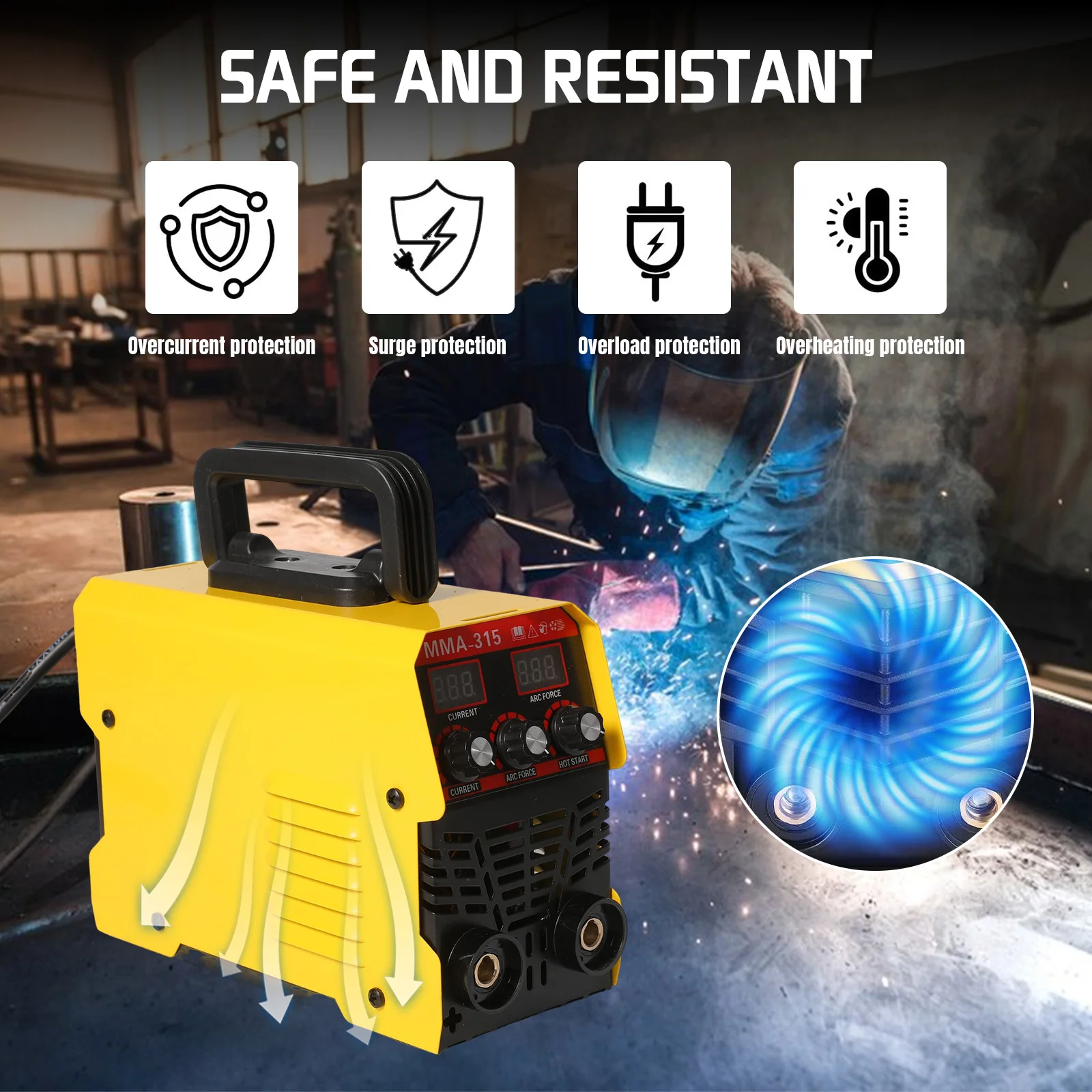 MMA-315 آلة لحام محمولة شاشة مزدوجة العاكس قوس لحام كهربائي 220 فولت الحالي قابل للتعديل آلة لحام مدمجة #3