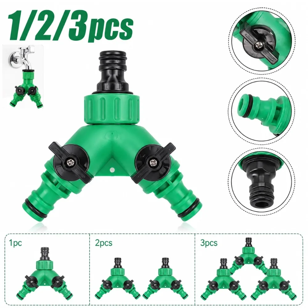 Garden Tap Water Splitter Thread Y Type Garden Hose Quick Connector Watering System for Outdoor Lawn Irrigation Water Controller