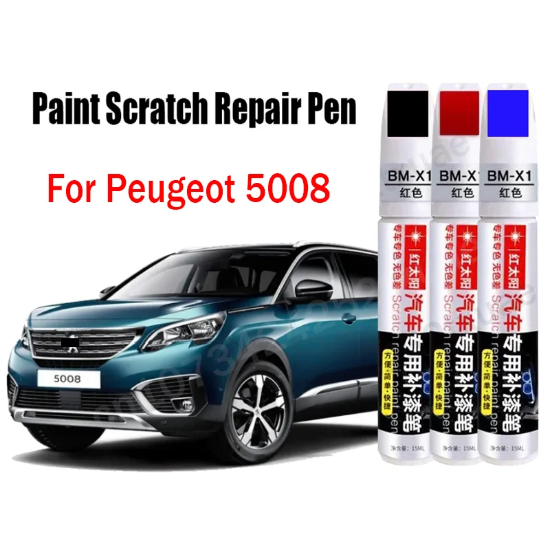 Autolak Krasreparatiepen voor Peugeot 5008GT Touch-Up Pen Remover Verfverzorgingsaccessoires Zwart Wit Rood Blauw Grijs