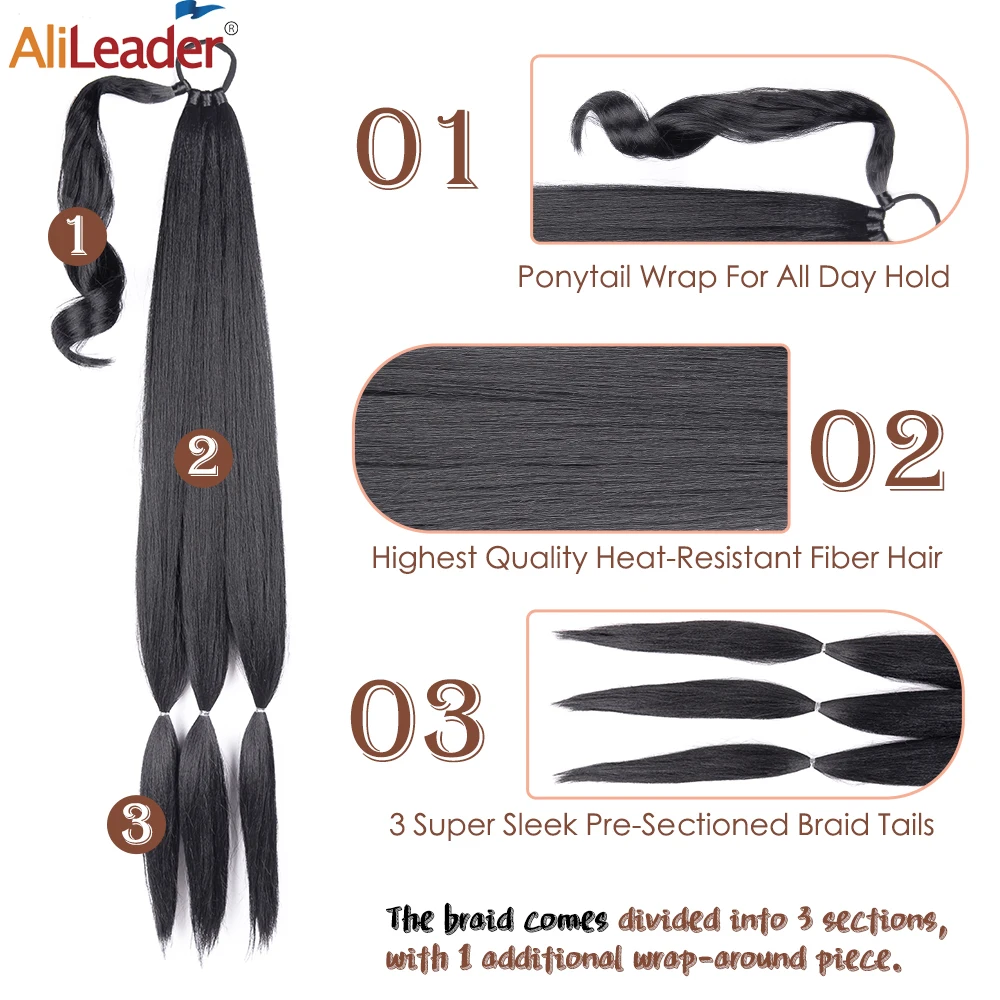 26 "34" sintético rabo de cavalo falso extensões de cabelo para diy fishtail trança trançada trança moda trançado extensão rabo de cavalo