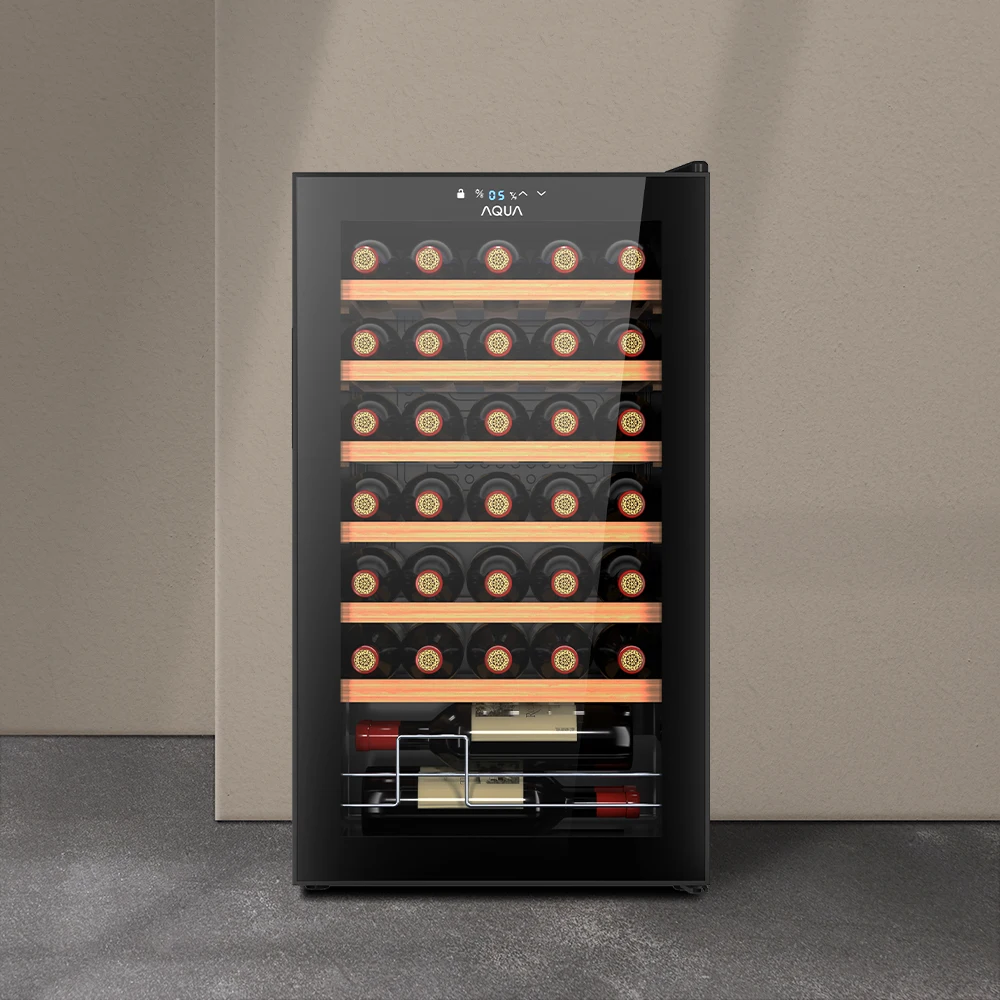 Haier Aqua wine cellar refrigerator touch control _ 34 bottles, 49 bottles (automatic humidity control),44 bottles (Retro) _ Installation of visits_HWCA85MDB,HWCA120MNB,HWCA43PNB