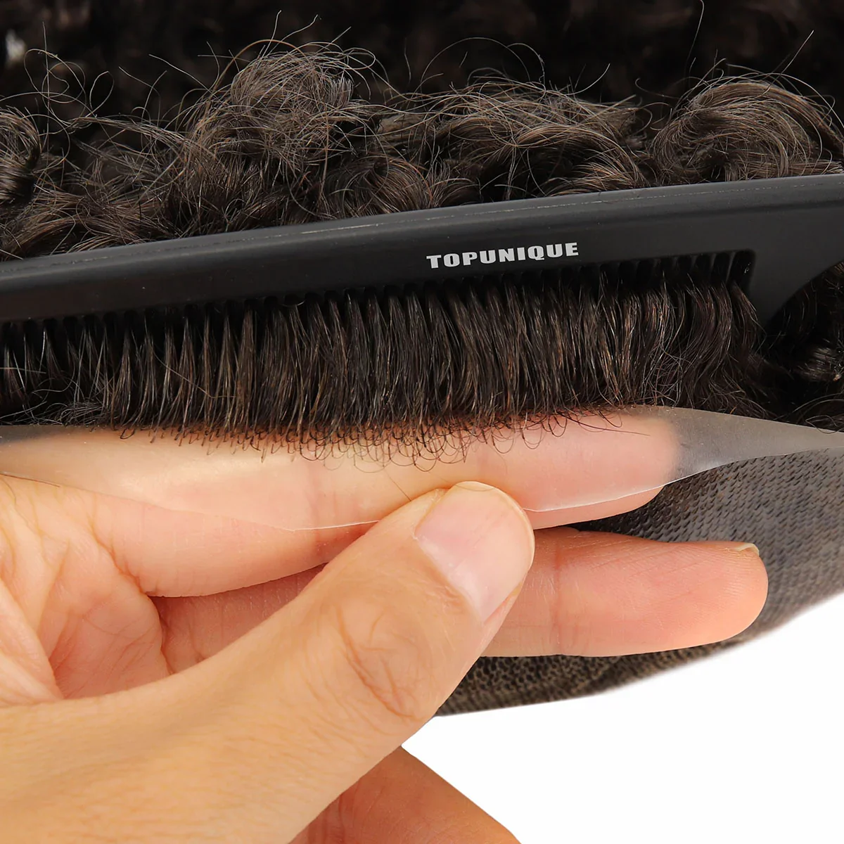 TUL14 مجعد رجل الشعر المستعار 15 مللي متر ضيق الضفيرة الهجين قاعدة من الدانتيل ومحيط الجلد تنفس ودائم الهندي ريمي الشعر البشري الشعر المستعار #2