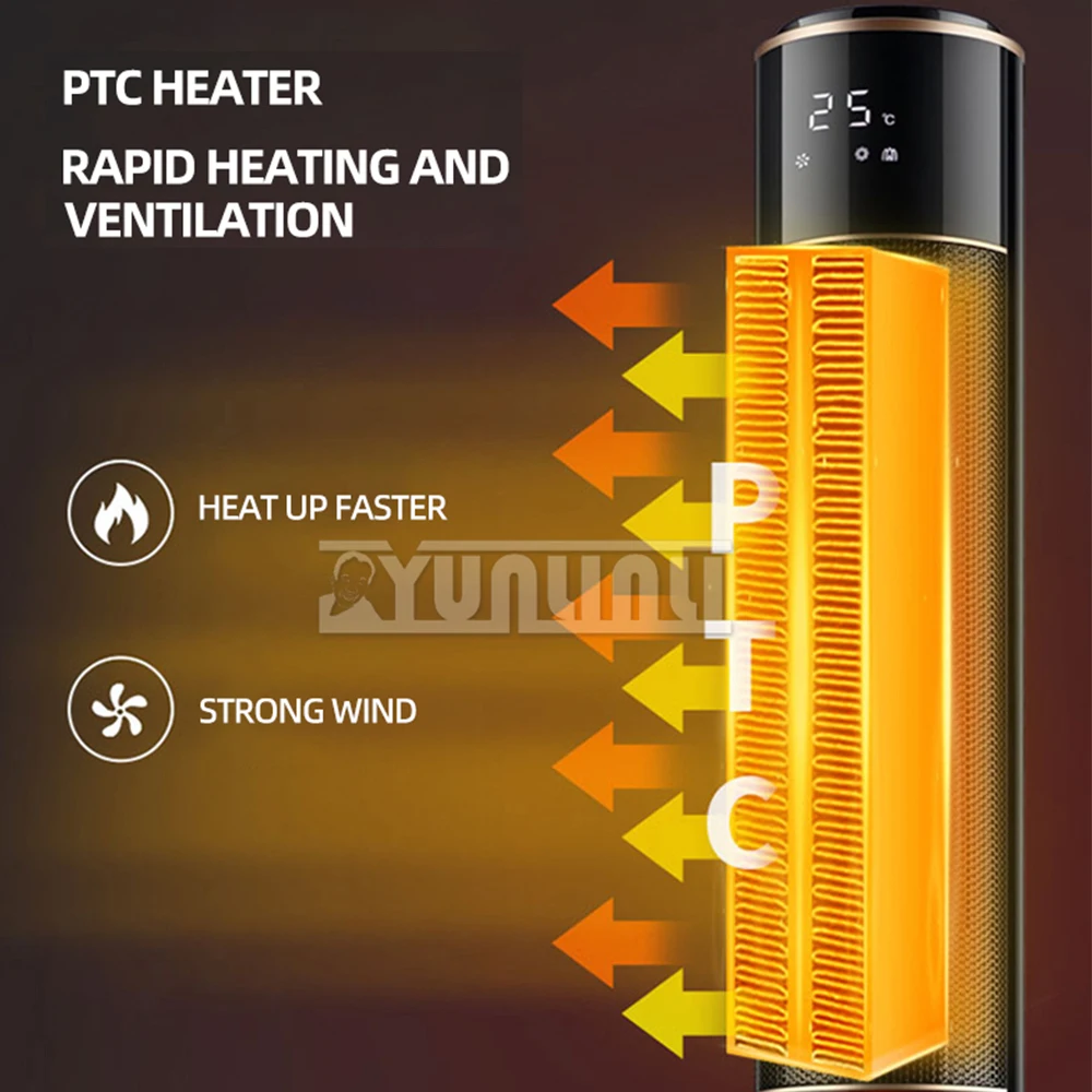 수직 온풍 송풍기, PTC 세라믹 가열 선풍기, 3D 모조 불꽃, 수직 열풍 선풍기, 2000W