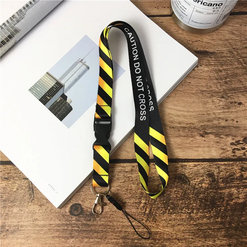 Warning Sign Mobile Phone Neck Strap Badge Lanyard ID Card Rope Lanyards for Key Neck Strap For Card Badge Gym Key Chain