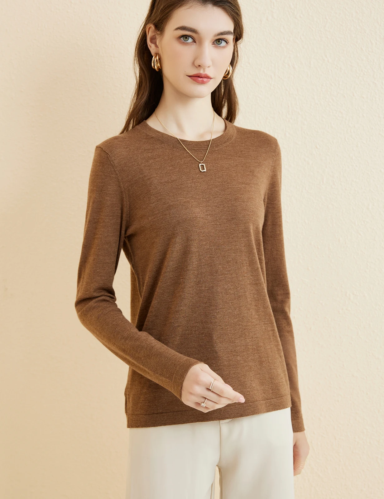 Women's T Shirt 100% Merino Wool Base Layer Top Fall Winter Fashion Crewneck Soft Merino Tee Long Sleeve Tops Knit Women Clothes