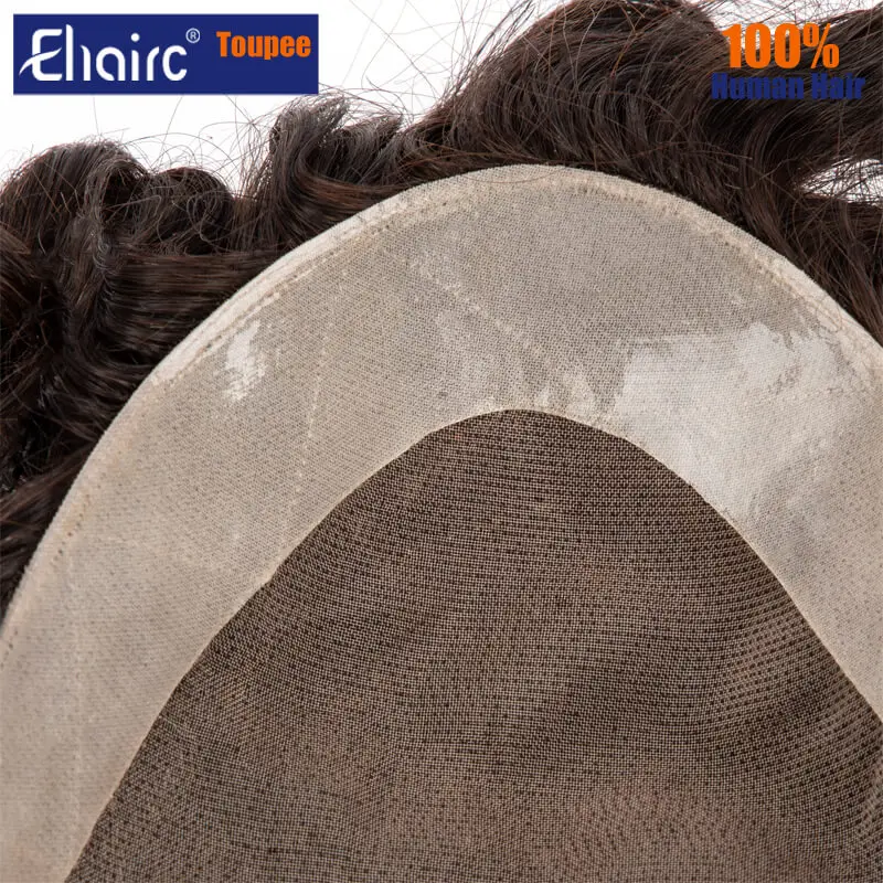 25mm Curly Hair Mono Natural Human Hair Toupee Breathable Male Hair Prosthesis Capillary 7\