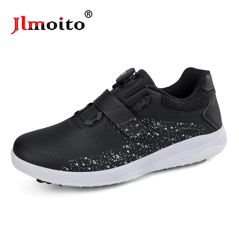 

Waterproof Men Leather Golf Shoes Quick Lacing Non-slip Spikes Golf Sneakers Golf Training Sneakers Buckle Golf Athletic Shoes