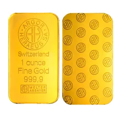 1 oz Swiss Argor Heraeus Gold Bar Gold Coin Bullion Acrylic Seal Packaging Independent Serial Number No Magnetic 24K Gold Plated