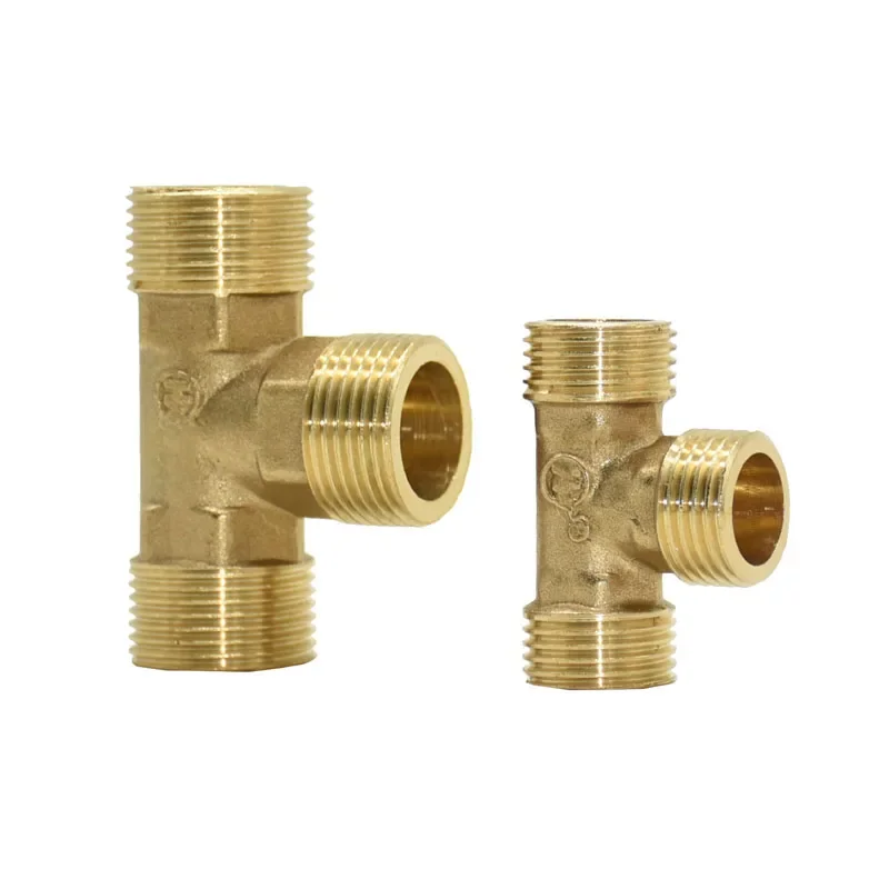 Męskie 1/2 3/4 hydraulika złącze typu T mosiądz G1/2 G3/4 Tee rozdzielacz wody złącze gwintowane łączniki rurowe 1 sztuk — zdjęcie 2