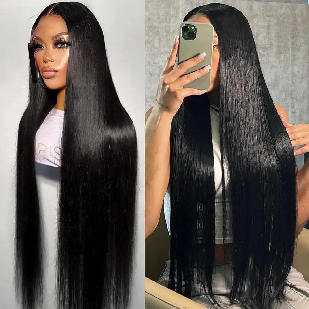 14-36 Inch Lace Front Wig Straight Human Hair 13x4 Lace Frontal Wigs Pre Plucked With Baby Hair 150% Density Straight Hair Wigs