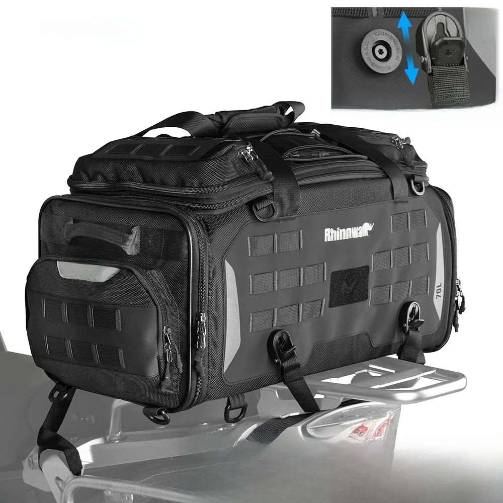 Bal inowalk-Sac Arrière de Moto Étanche, 70L, Extensible, Mathiation à Sec, Sac à Dos Polyvalent, Poche pour Ordinateur Portable de 14 Pouces
