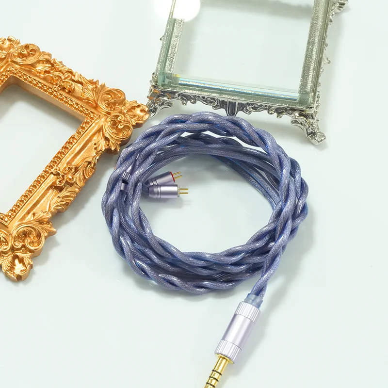 XINHS H09 2-Core Purple Coaxial Shield Cable 7N Single Crystal Copper Silver Plated IEM Wire MMCX/ 0.78mm 2Pin/IE900/KZ-QDC