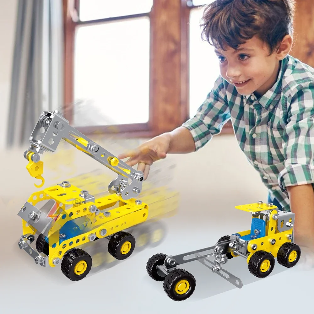 Jouet de véhicule d'ingénierie, ensemble d'érecteur pour garçons âgés de 8 ans, Kits de modèles de blocs de construction d'ingénierie d'apprentissage pour enfants, multiforme Variable