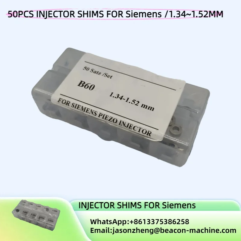 50PCS 1.34-1.52mm B60 Piezo Injector Nozzle Shim Kits Diesel Inyector Valve Adjustment Washer Gaskets for Siemens Piezo