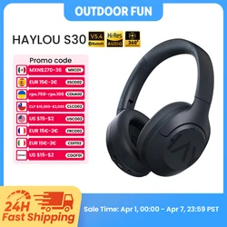 HAYLOU S30 Cuffie wireless Bluetooth 5.4 Cuffie con cancellazione del rumore adattivo da 43 dB Driver da 40 mm Auricolari con tempo di riproduzione 80 ore