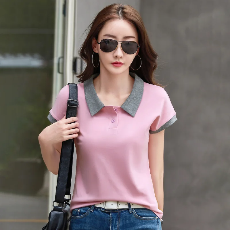 

Европейская станция, футболка с короткими рукавами, женская летняя новая модная легкая роскошная контрастная свободная универсальная повседневная футболка из чистого хлопка