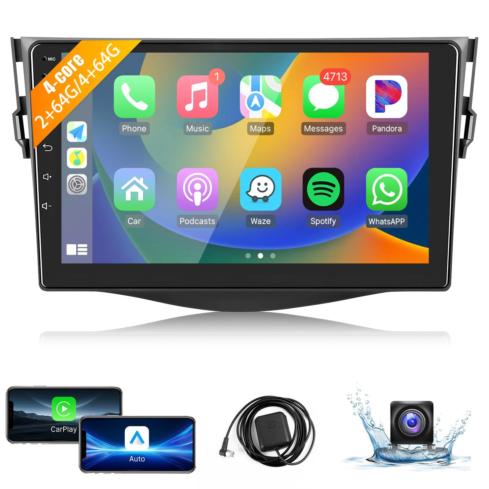 

Android 13 Car Radio for【Toyota RAV4 2006 2007 2008 2009 2010 2011】Stereo with CarPlay Android Auto WIFI BT, 9 inch Touch Screen