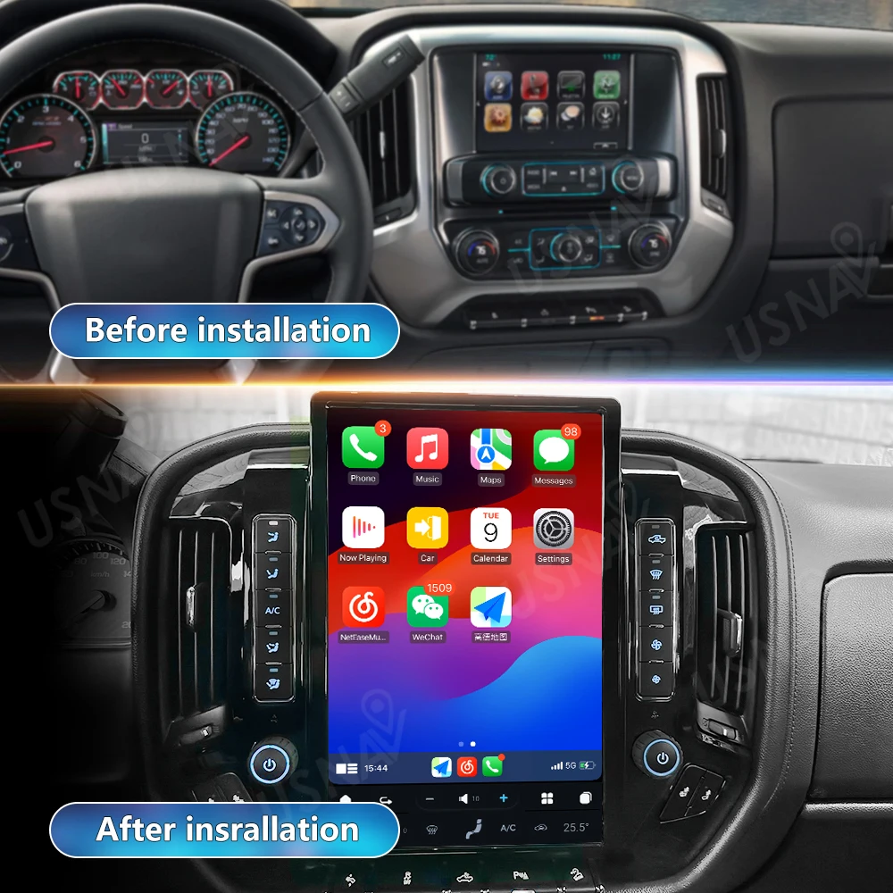 USNAV 14.4'' Latest Android 13 Car Radio For Chevrolet Silverado/GMC Sierra 2015-2019 GPS Navigation Multimedia Stereo Player