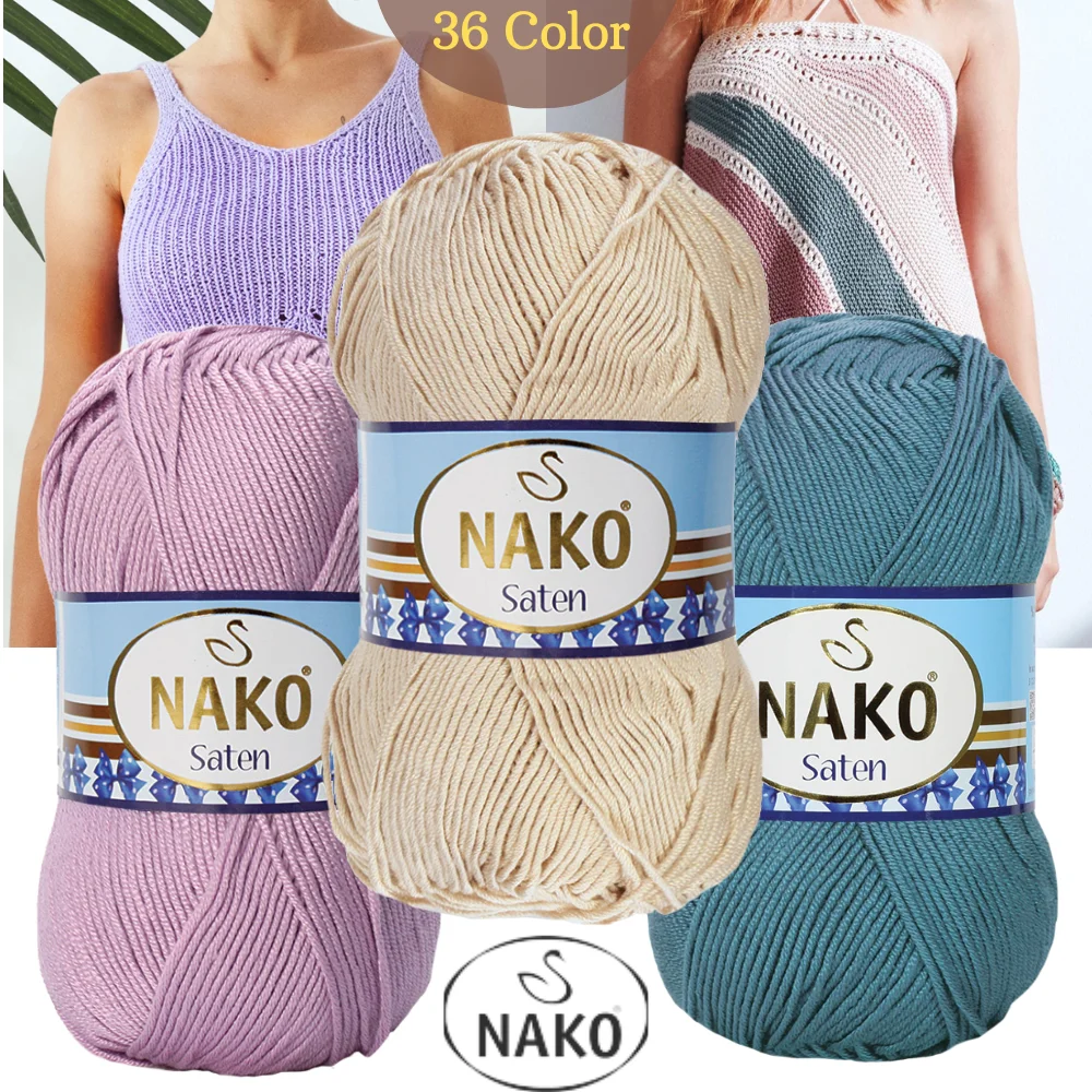 Premium Knitted Yarn - 29 Color Options 230 Meter (100gr) - Hand Knitting Ball - Nako Saten - Vest - Multicolor - Cardigan - Sweater - Hobby - Premium Acrylic - Blouse - Dress - Shawls - Berets - Home textile -  DIY