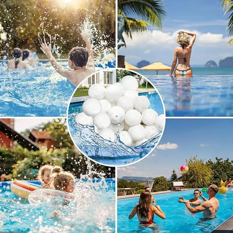 

Фильтрующие шарики для бассейна доступны в нескольких весах и подходят для бассейнов над землей.