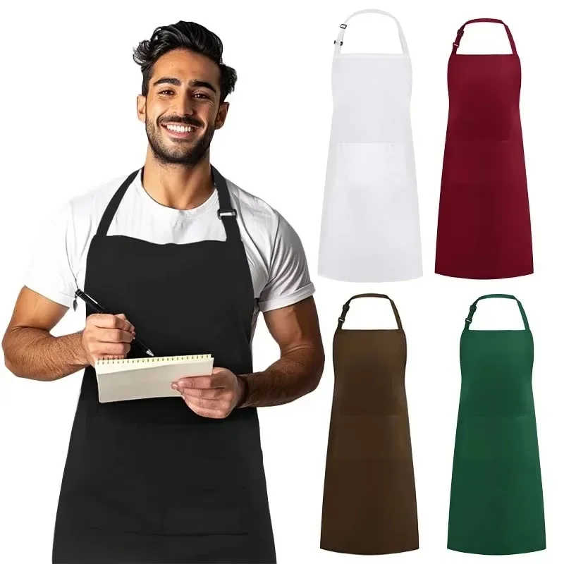 Regulowany fartuch na szelkach z kieszeniami Fartuchy kuchenne dla rodziny Fartuch szefa kuchni Catering Fartuch piekarnia Kawiarnia Kelner Pinafore Fryzjer Odzież robocza — zdjęcie 2