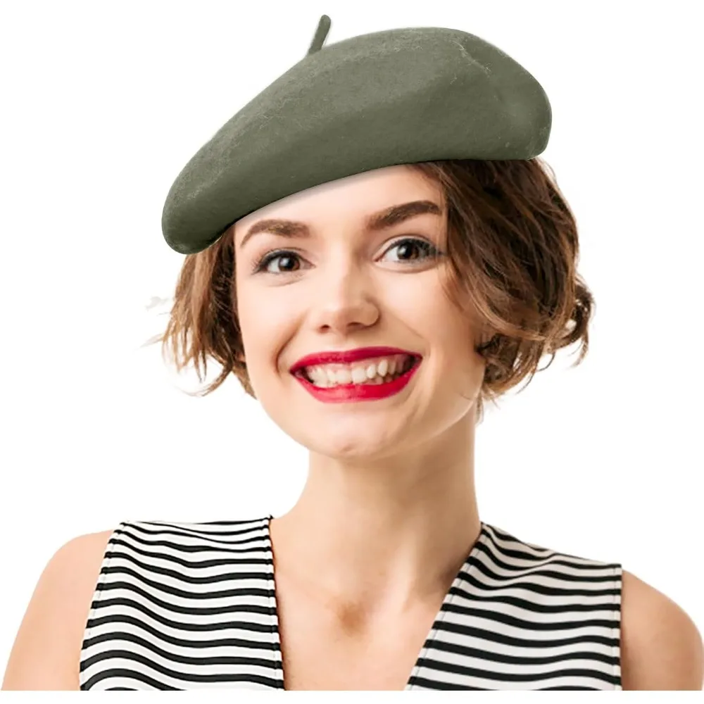 قبعات صوف للنساء - قبعات بيريه فرنسية كلاسيكية للنساء والأطفال، نمط فنان بلون موحد #2