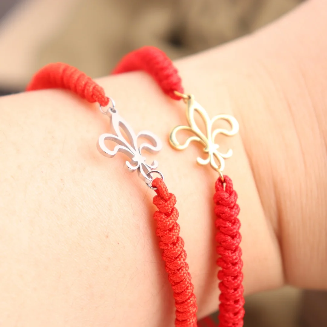 Stainless Steel Fleur De Lis Pendant  Bracelets Lily Flower Saint Nicholas Lotus Catholic French Royalty Bracelets Women Jewelry