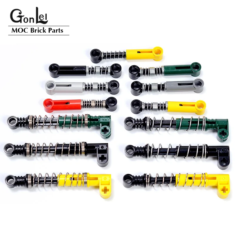 Technical Steering Shock Absorber 6.5L 9.5L 10L,L Damped, with Hard/Soft Spring 76320 MOC Building Block Bricks DIY Kids Toys